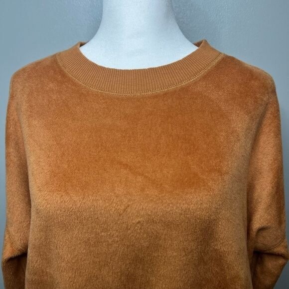 Aerie Womens Crewneck Pullover Sweater Soft Velour Oversized Side Slit Small - Picture 12 of 14